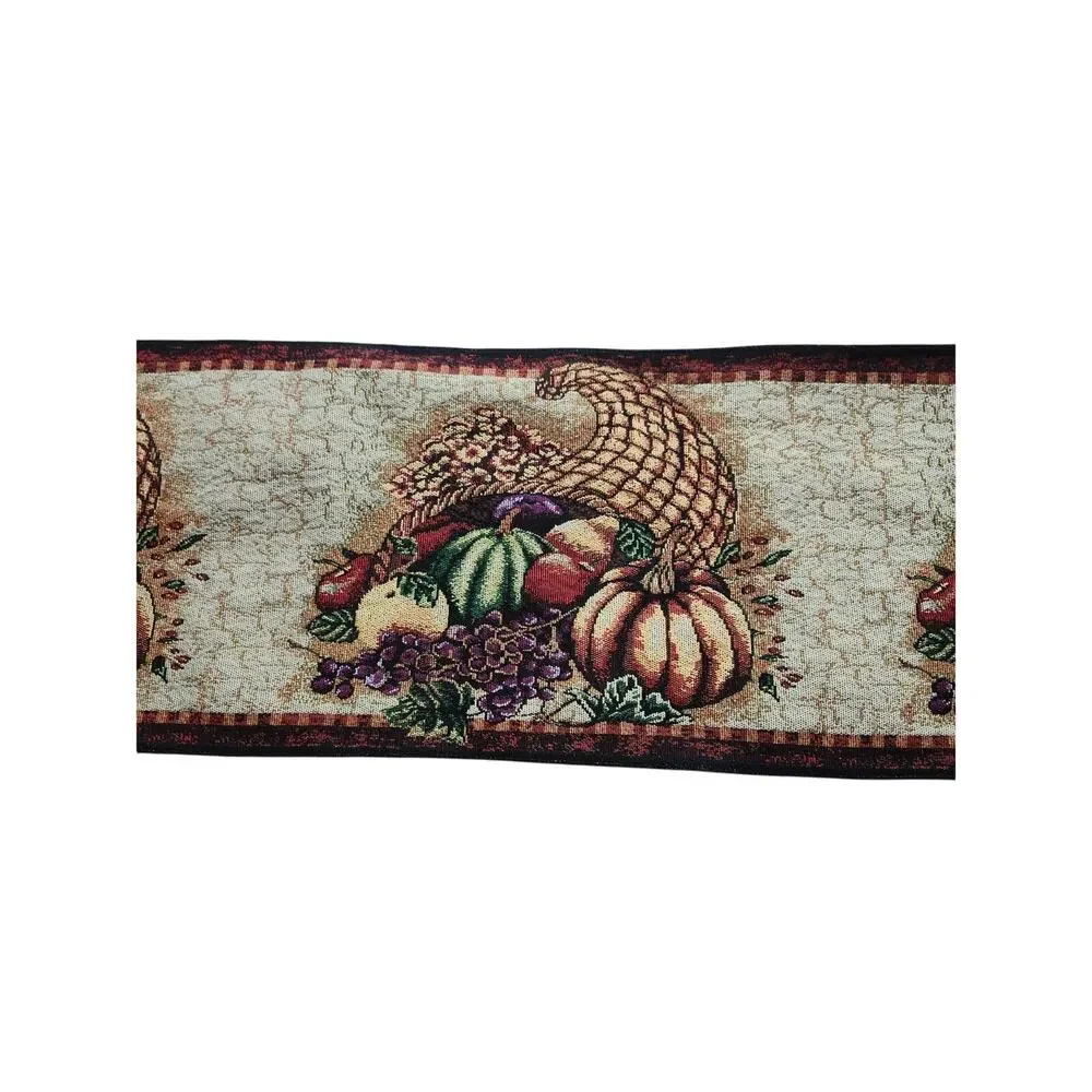 Fall Table Runner Tapestry Pumpkins Cornucopia Autumn Harvest Thanksgiving 71x13